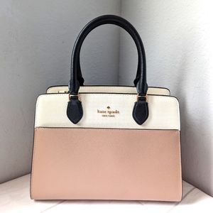 KATE SPADE MADISON MEDIUM SATCHEL SHOULDER BAG TOTE HAZELNUT COLORBLOCK LEATHER